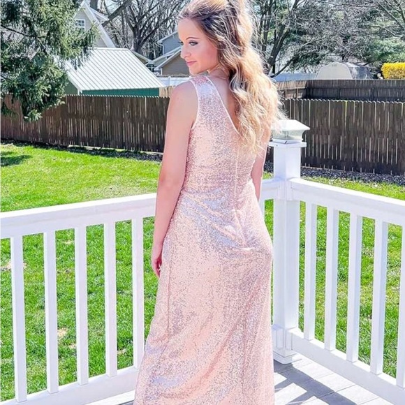 Gold Sequence Party Dress- Long - Picture 7 of 7